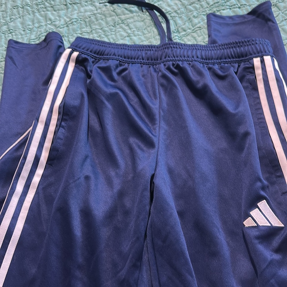Adidas Blue and White Joggers with Iconic Stripes
 sz Med Tall NWOT soccer track - Picture 4 of 5